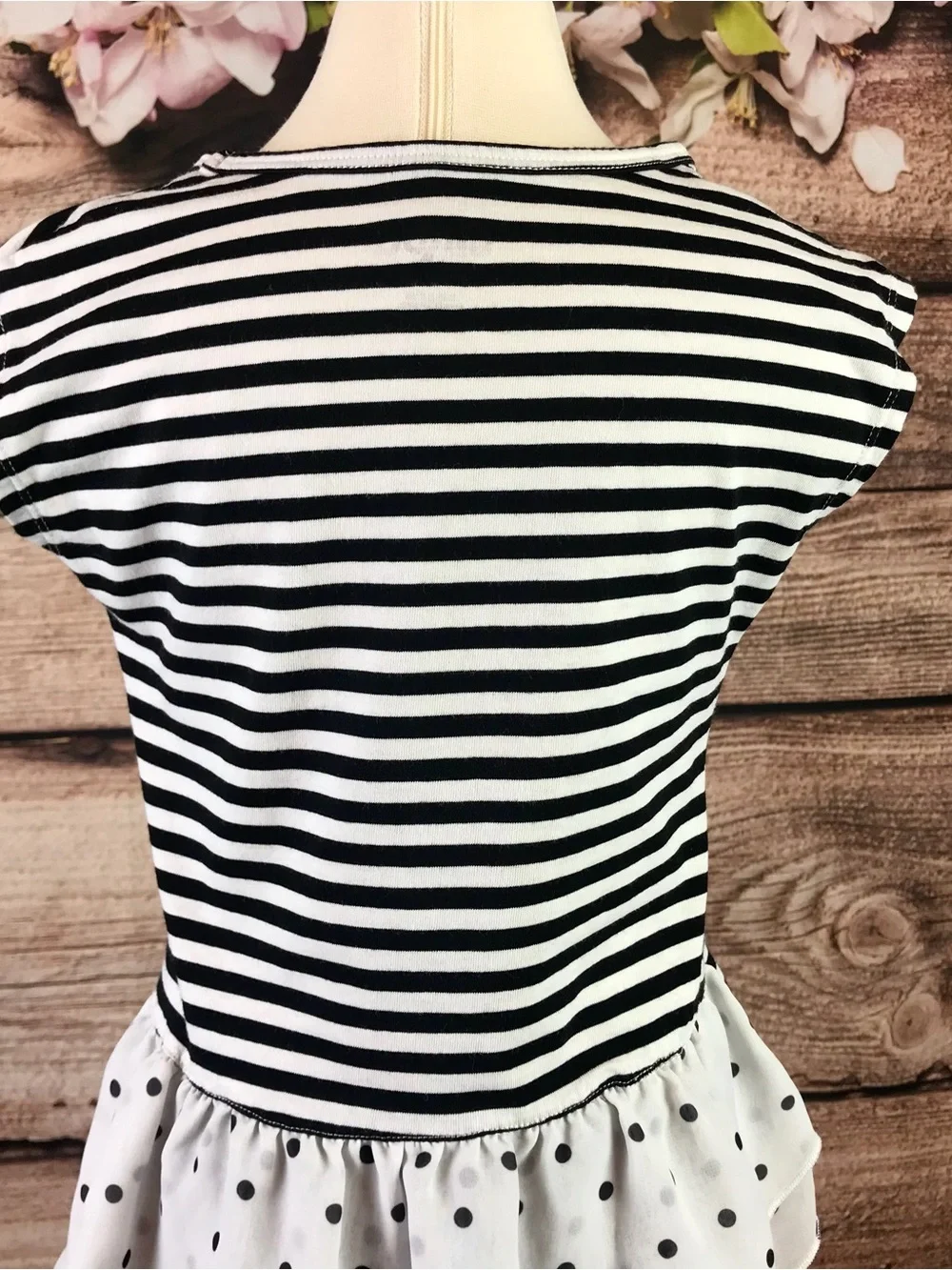 Little Girls Stripe Longer Flared Back Hem Top 6-6X